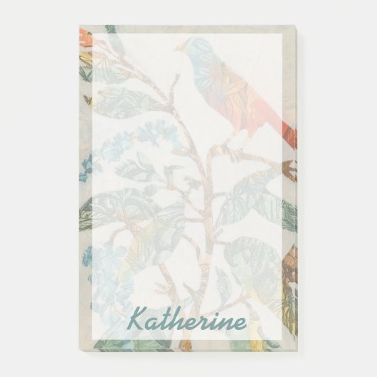 Jouw naam toevoegen | Aviary Collage II Post-it® Notes (Voorkant)