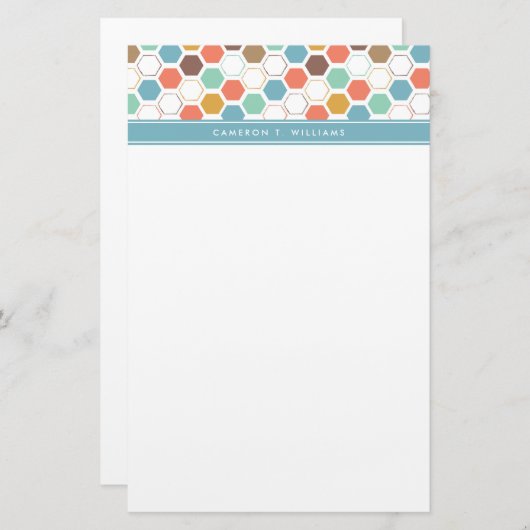 Jouw naam toevoegen | Bee Hive Module Patroon Briefpapier (Voorkant / Achterkant)