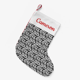 Jouw naam toevoegen Black Hand Drawn Chevron Pat Kleine Kerstsok