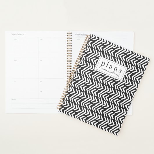 Jouw naam toevoegen | Black Hand Drawn Chevron Pat Planner (Display)