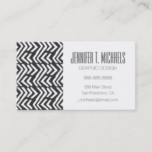 Jouw naam toevoegen   Black Hand Drawn Chevron Pat Visitekaartje
