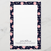 Jouw naam toevoegen | Blauw en roze groot puntpatr Briefpapier (Voorkant)