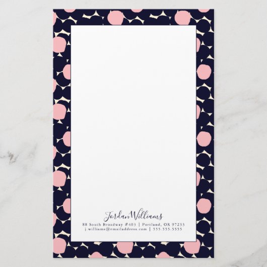 Jouw naam toevoegen | Blauw en roze groot puntpatr Briefpapier (Voorkant)