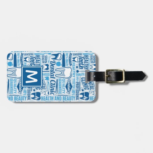Jouw naam toevoegen | Blauw tandheelkundig klinisc Bagagelabel (Voorkant horizontaal)