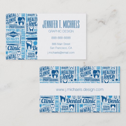 Jouw naam toevoegen | Blauw tandheelkundig klinisc Visitekaartje (Voorkant / Achterkant)