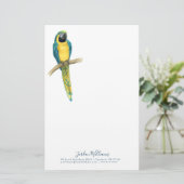 Jouw naam toevoegen | Blauwgroen Macaw Briefpapier (Staand voorkant)