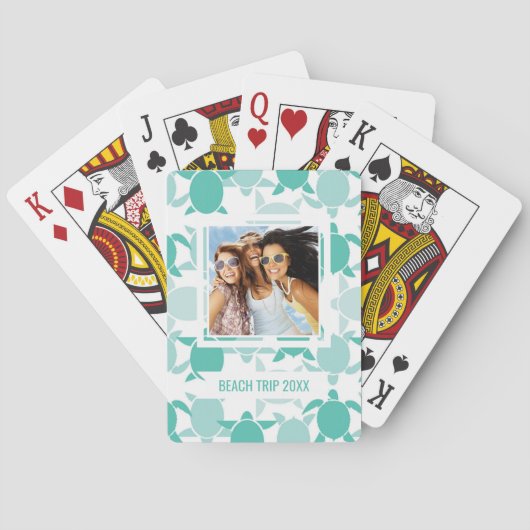 Jouw naam toevoegen | Blauwgroen schildpad Speelkaarten (Achterkant)