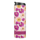 Jouw naam toevoegen | Botanisch patroon Waterverf Thermosbeker (Geroteerd rechts)