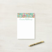 Jouw naam toevoegen | Bright Sketch Floral Pattern Post-it® Notes (Op bureau)
