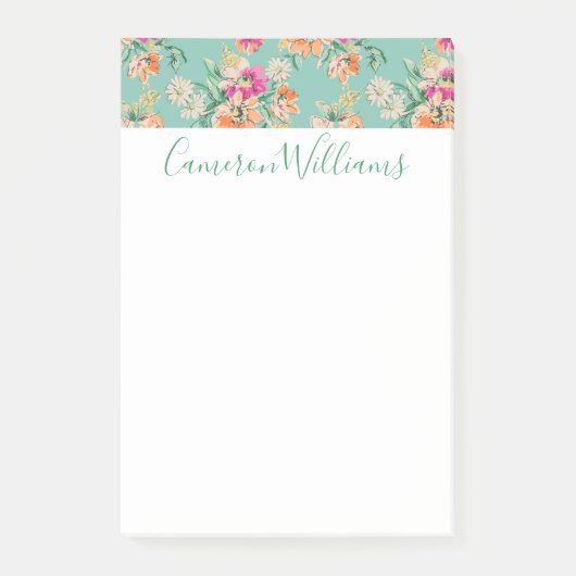 Jouw naam toevoegen | Bright Sketch Floral Pattern Post-it® Notes (Voorkant)