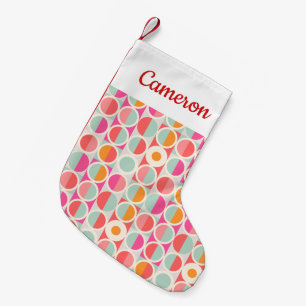Jouw naam toevoegen Cirkelpatroon Hot-roze retro Kleine Kerstsok