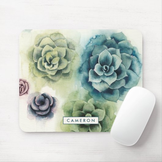 Jouw naam toevoegen | Cluster Succulenten Muismat (Met muis)