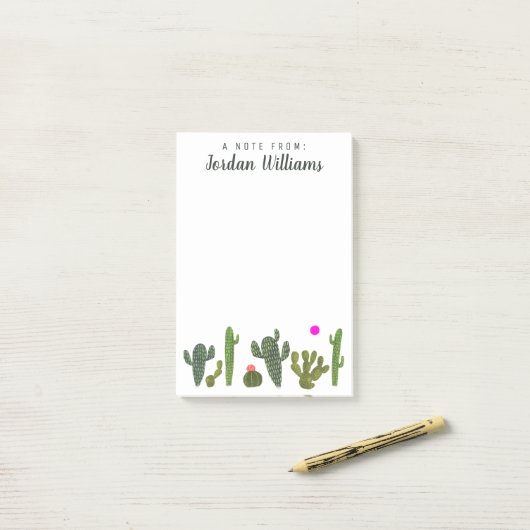 Jouw naam toevoegen | Collectie Llamarama Cactus Post-it® Notes (Op bureau)