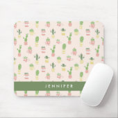 Jouw naam toevoegen | Cute Cactus Pattern Muismat (Met muis)