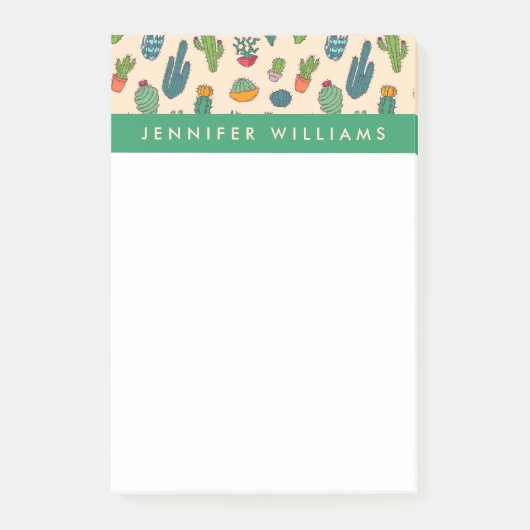 Jouw naam toevoegen | Cute Cactus Standing Pattern Post-it® Notes (Voorkant)