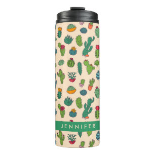 Jouw naam toevoegen Cute Cactus Standing Pattern Thermosbeker