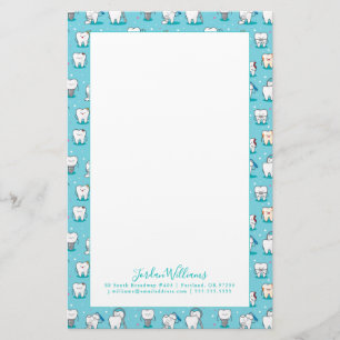 Jouw naam toevoegen Cute Dental Pattern Briefpapier
