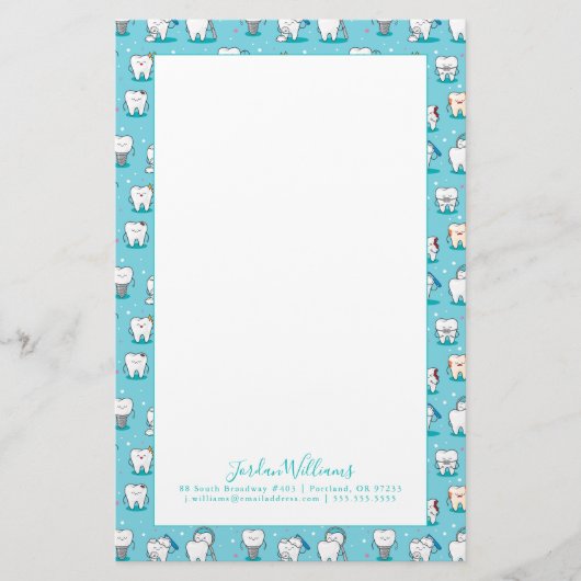 Jouw naam toevoegen | Cute Dental Pattern Briefpapier (Voorkant)