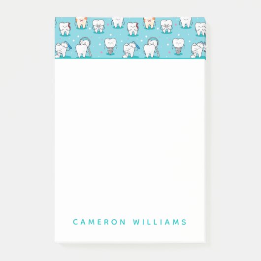 Jouw naam toevoegen | Cute Dental Pattern Post-it® Notes (Voorkant)