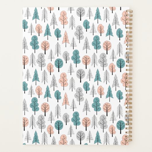 Jouw naam toevoegen | Cute Doodle Forest Pattern Planner (Achterkant)