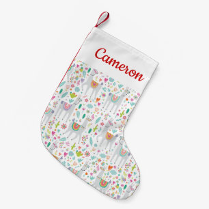 Jouw naam toevoegen   Cute Pastel Llama Pattern Kleine Kerstsok