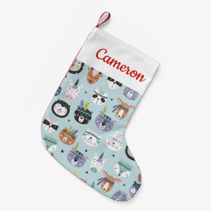 Jouw naam toevoegen   Cute Tribal Face Pattern Kleine Kerstsok