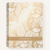 Jouw naam toevoegen | Damask Gold Floral Pattern Notitieboek (Voorkant)
