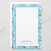 Jouw naam toevoegen | Dental Blue Pattern Briefpapier (Voorkant / Achterkant)
