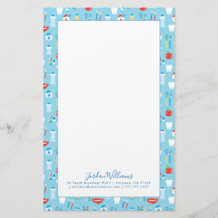 Jouw naam toevoegen   Dental Blue Pattern Briefpapier