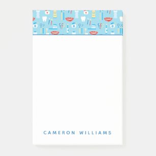 Jouw naam toevoegen   Dental Blue Pattern Post-it® Notes