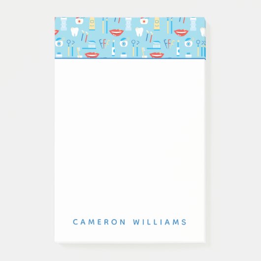 Jouw naam toevoegen | Dental Blue Pattern Post-it® Notes (Voorkant)