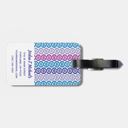 Jouw naam toevoegen | DNA-patroon Bagagelabel (Achterkant horizontaal)