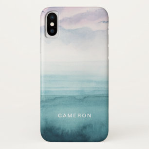 Jouw naam toevoegen   Dusk op de baai - Waterverf iPhone X Hoesje