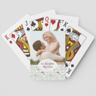 Jouw naam toevoegen Flamingo Bird with Feathers Speelkaarten