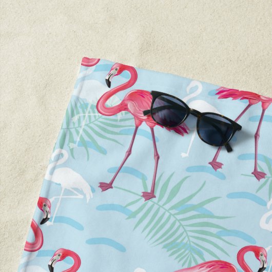 Jouw naam toevoegen | Flamingo patroon Strandlaken (In situ)