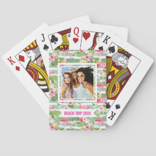 Jouw naam toevoegen Flamingos en Stripes Pokerkaarten
