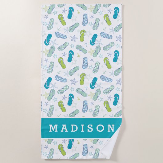 Jouw naam toevoegen | Flip Flop Pattern Strandlaken (Voorkant)
