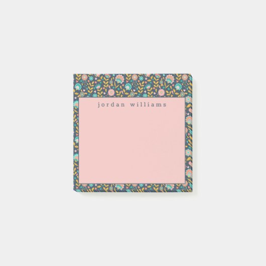 Jouw naam toevoegen | Folk Art Flower Pattern Post-it® Notes (Voorkant)