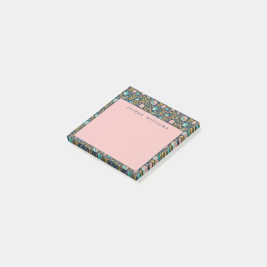 Jouw naam toevoegen | Folk Art Flower Pattern Post-it® Notes (Schuin)