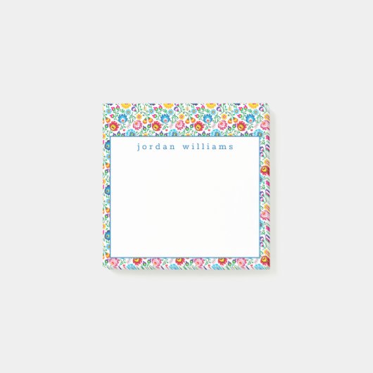 Jouw naam toevoegen | Folk Art Flower Pattern Post-it® Notes (Voorkant)
