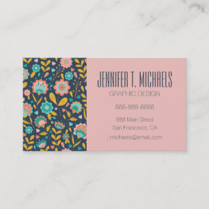 Jouw naam toevoegen Folk Art Flower Pattern Visitekaartje