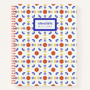Jouw naam toevoegen Folk Art Neon Flower Geometr Notitieboek