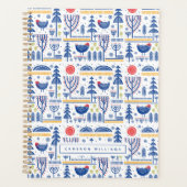 Jouw naam toevoegen | Folk Art Winter Bird Pattern Planner (Voorkant)