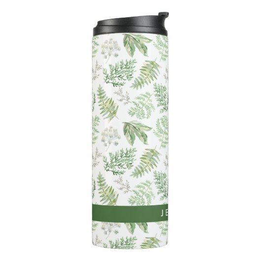 Jouw naam toevoegen | Forest Greenery Pattern Thermosbeker (Gedraaid links)