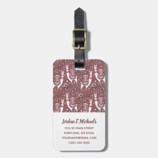 Jouw naam toevoegen | Funny Llamas Pattern Bagagelabel (Voorkant verticaal)