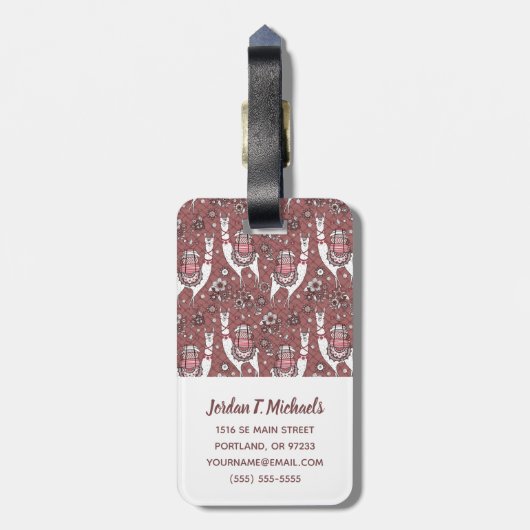 Jouw naam toevoegen | Funny Llamas Pattern Bagagelabel (Achterkant verticaal)