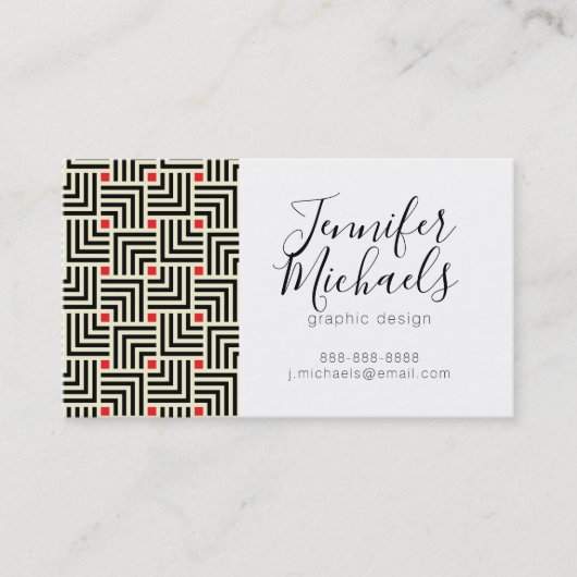 Jouw naam toevoegen | Geometrisch lijnpatroon Visitekaartje (Voorkant)