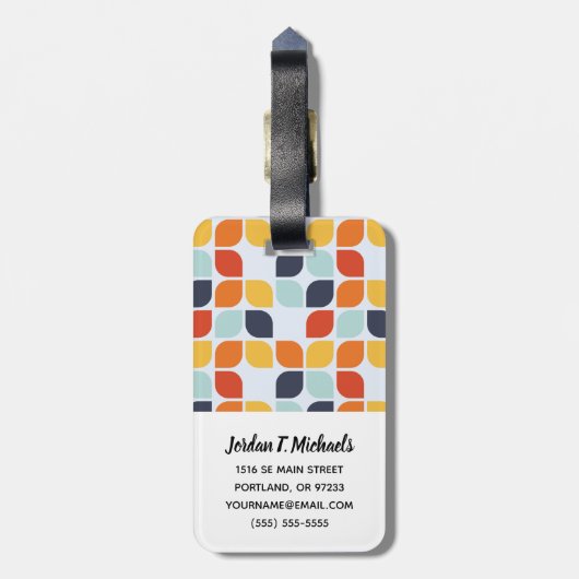 Jouw naam toevoegen |  geometrisch patroon bagagelabel (Achterkant verticaal)