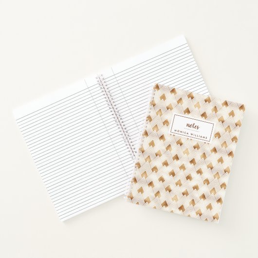Jouw naam toevoegen | Gold Art Deco Pattern Notitieboek (Binnen)