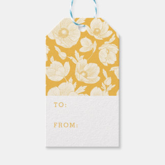 Jouw naam toevoegen | Golden Flower Pattern Cadeaulabel